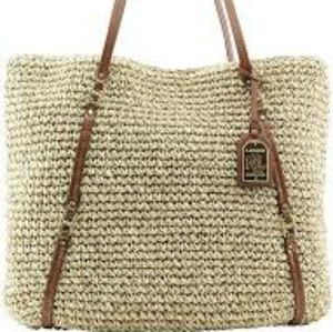 Lauren Ralph Lauren Hayden Goswell Woven Straw Tote Handbag